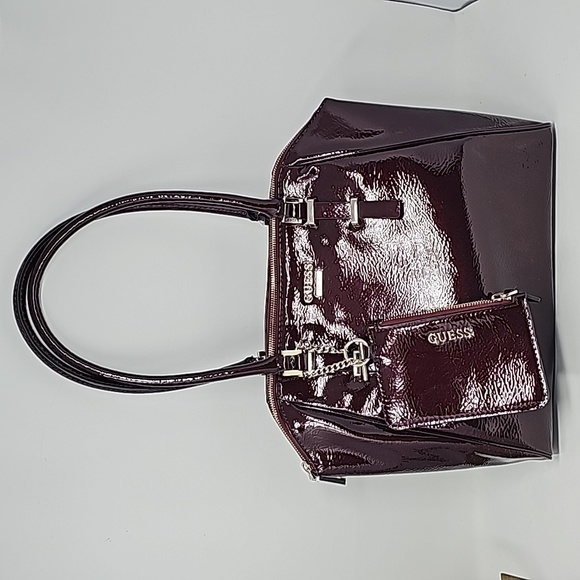 Guess  Burgundy Satchel -  With Change Purse -NWT - Picture 1 of 4
